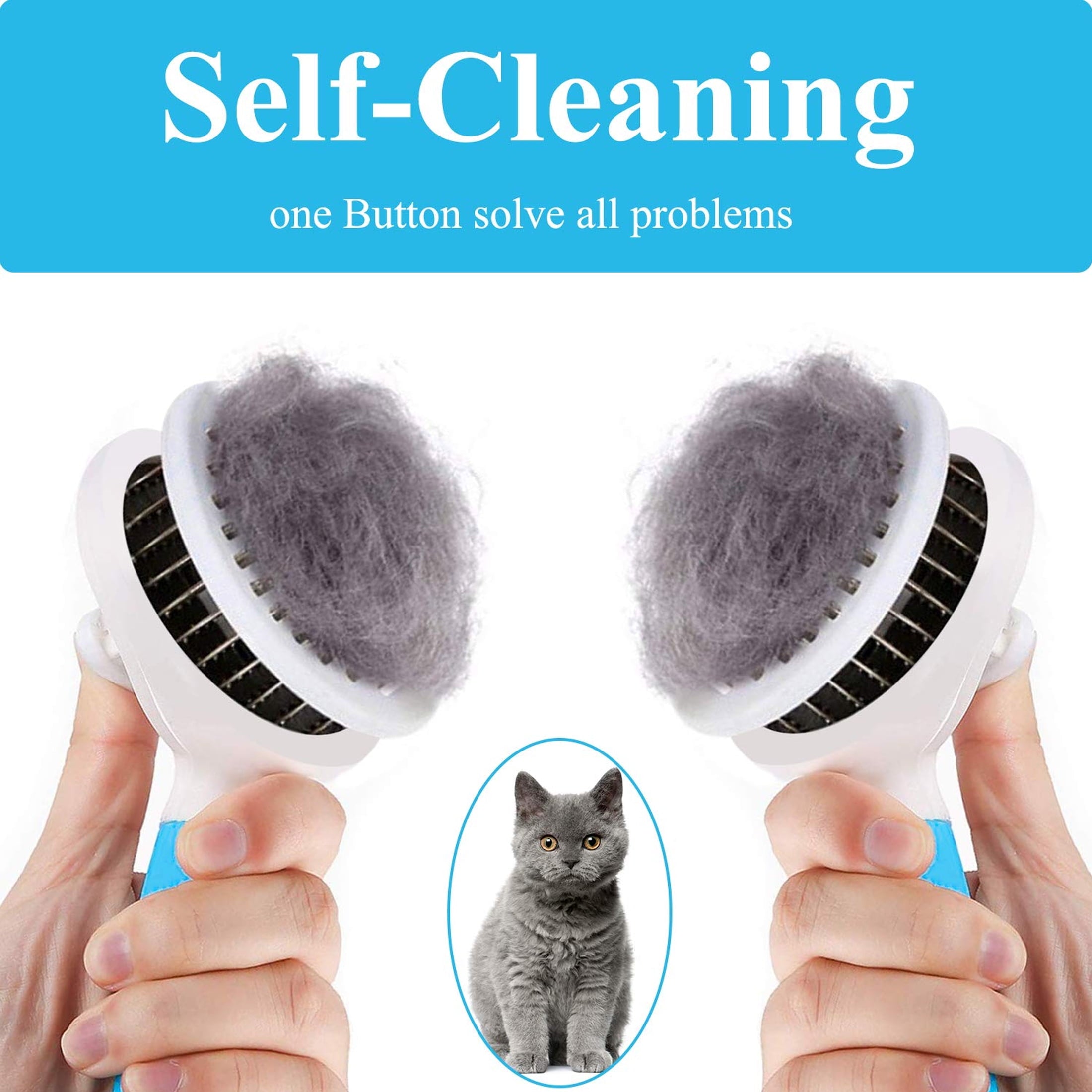 Ultimate Self-Cleaning Grooming Brush for Cats and Dogs - Effortlessly Remove Mats, Knots, and Loose Hair from All Coat Types