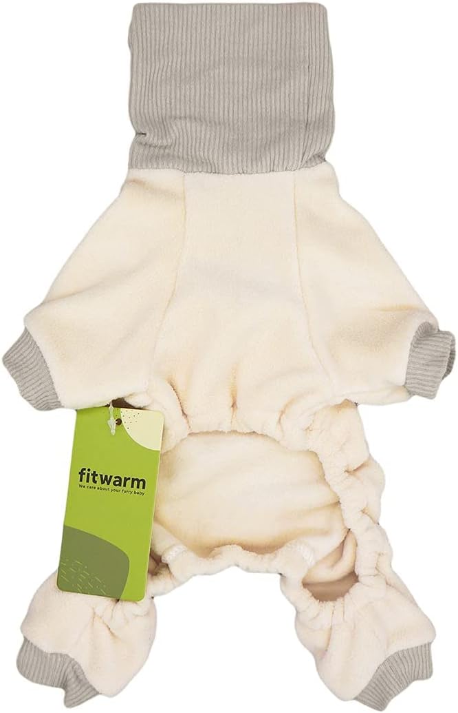 Cozy Beige Turtleneck Dog Pajamas - Perfect for Small Breeds, Stylish and Comfortable Fleece Onesies