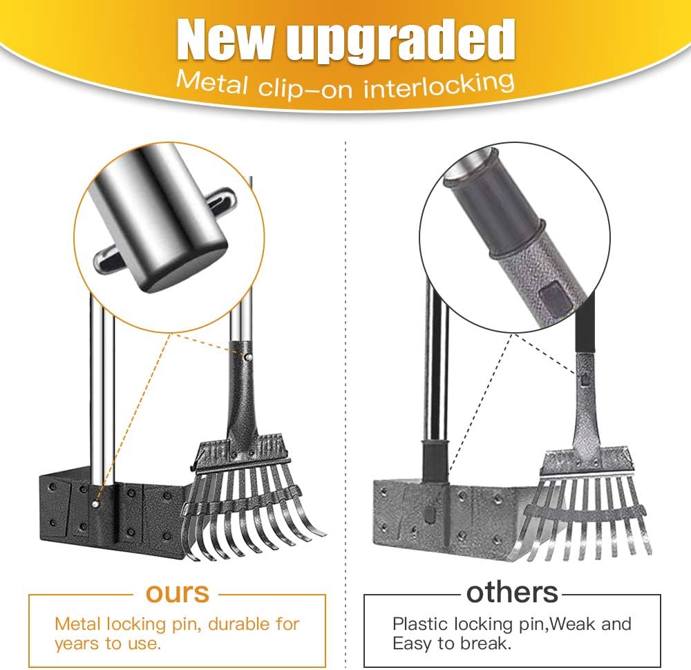Effortless Clean-Up with the TOOGE Long Handle Dog Pooper Scooper - Heavy Duty Stainless Steel Tray and Rake for Small to Medium Dogs