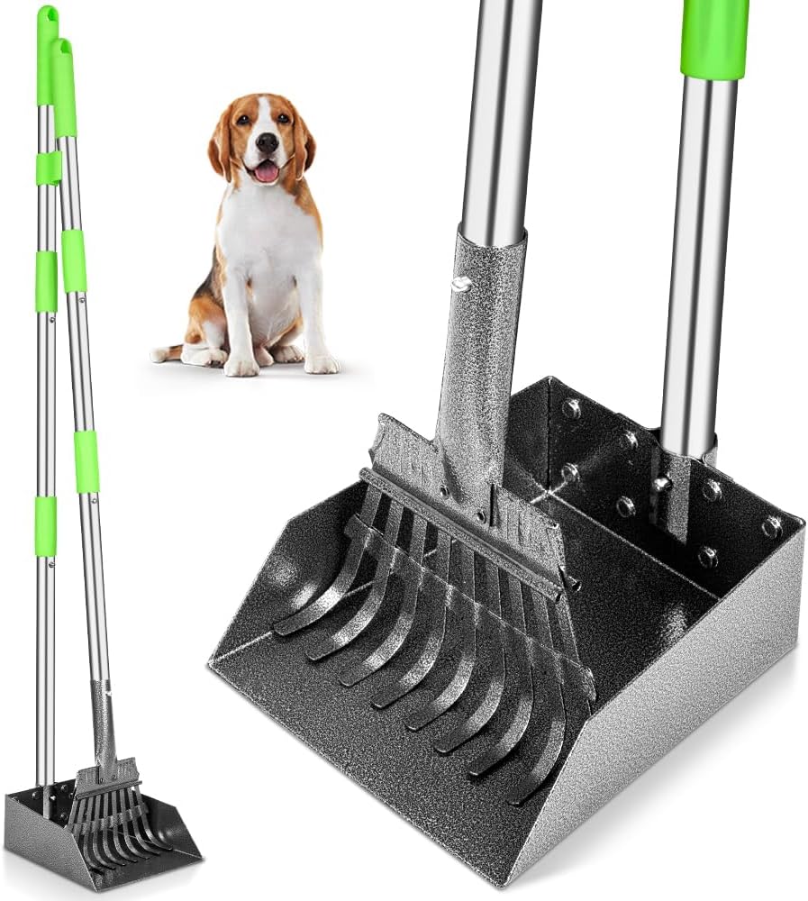 Effortless Clean-Up with the TOOGE Long Handle Dog Pooper Scooper - Heavy Duty Stainless Steel Tray and Rake for Small to Medium Dogs
