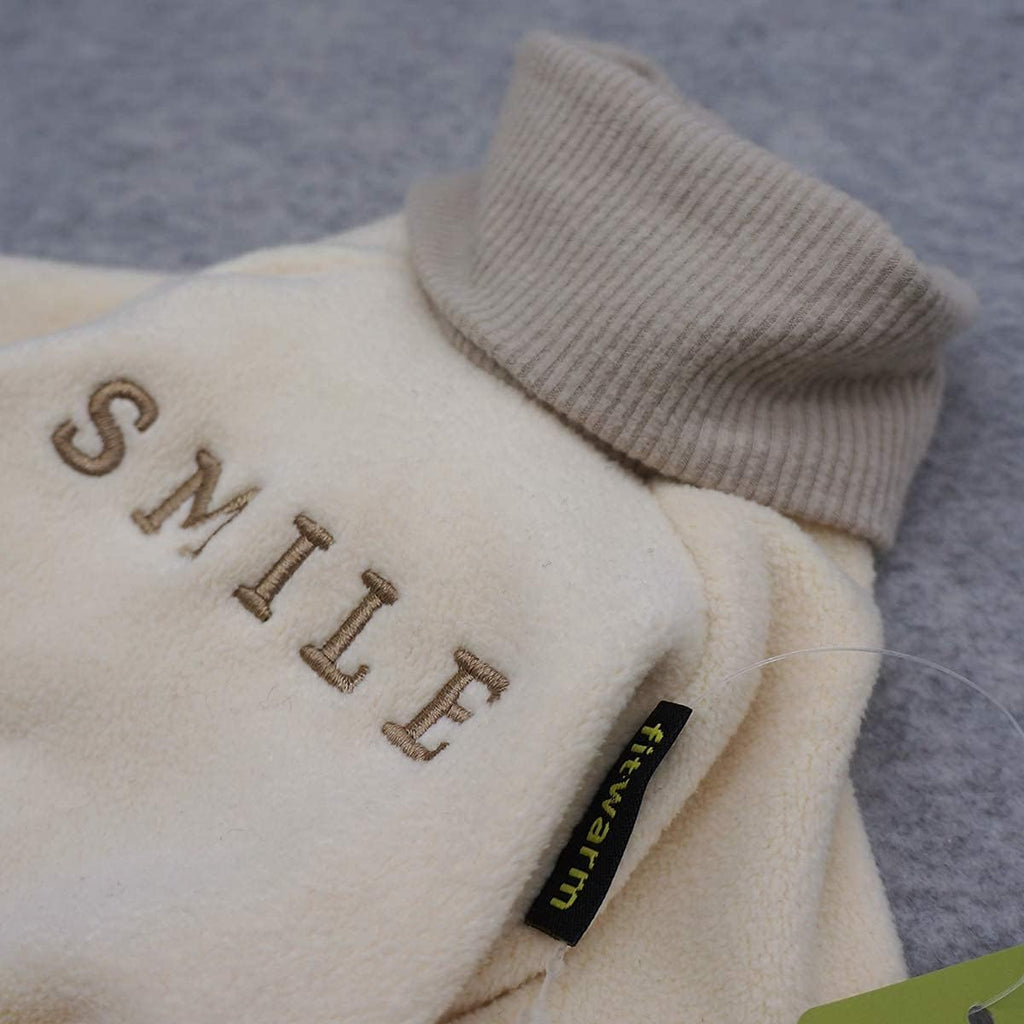 Cozy Beige Turtleneck Dog Pajamas - Perfect for Small Breeds, Stylish and Comfortable Fleece Onesies