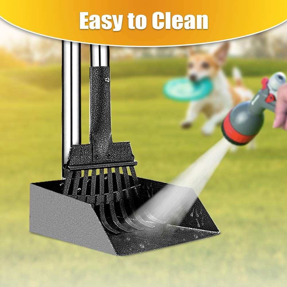 Effortless Clean-Up with the TOOGE Long Handle Dog Pooper Scooper - Heavy Duty Stainless Steel Tray and Rake for Small to Medium Dogs