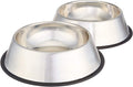 Stainless Steel Non-Skid Dog Water and Food Bowls, Dishwasher Safe, Rust Resistant, 38Oz Capacity, 10 X 2.8 Inches, 2-Pack
