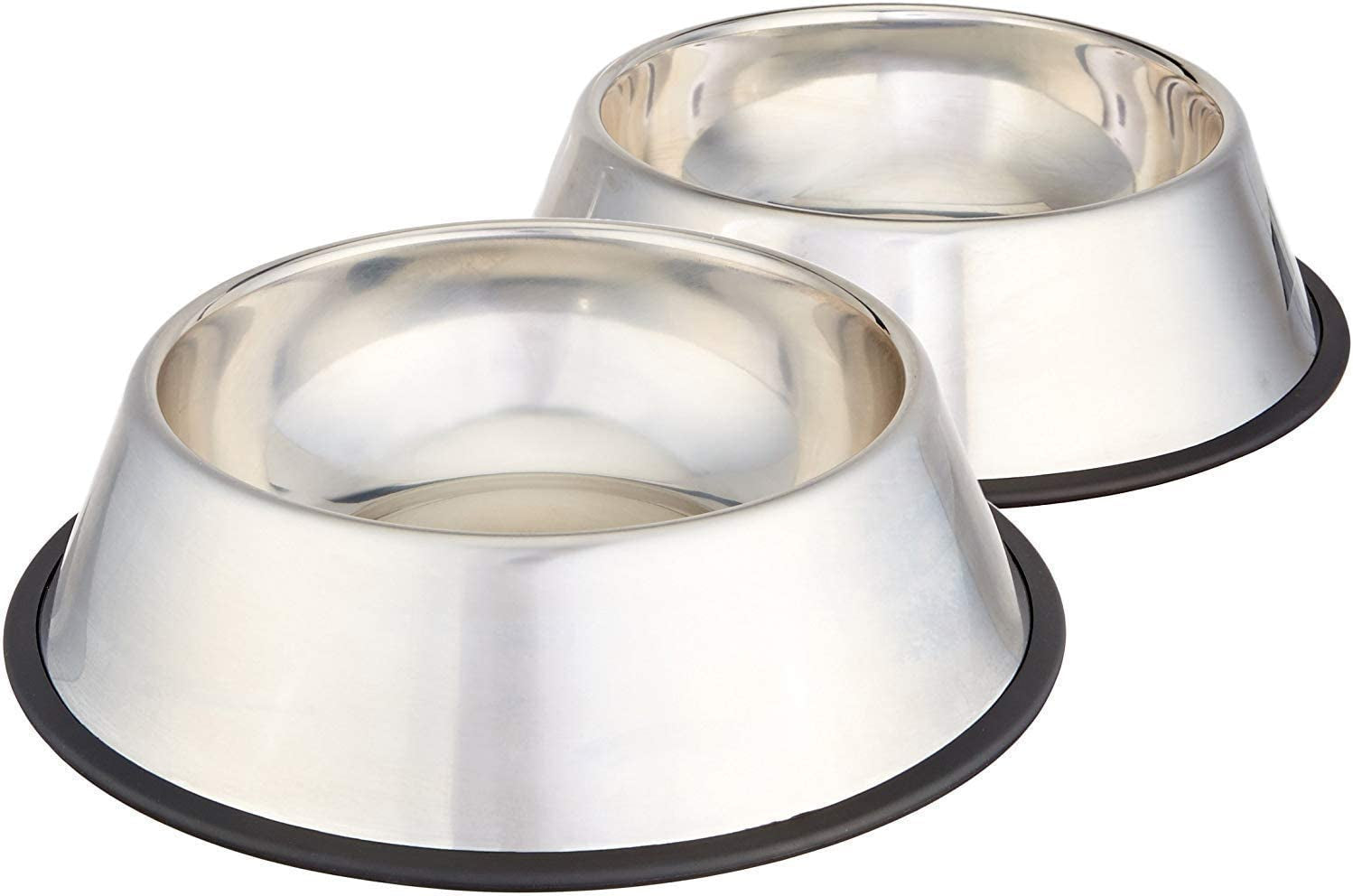 Stainless Steel Non-Skid Dog Water and Food Bowls, Dishwasher Safe, Rust Resistant, 38Oz Capacity, 10 X 2.8 Inches, 2-Pack