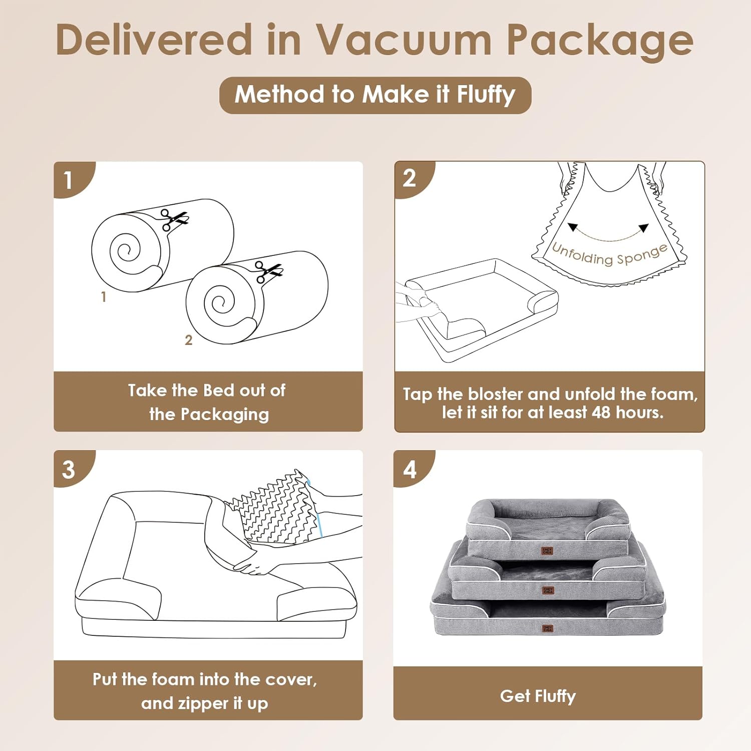 Luxurious Grey Orthopedic Dog Bed for Extra Large Dogs - Waterproof Memory Foam with Supportive Sides and Non-Slip Base - Perfect Comfort for Your Beloved Pet