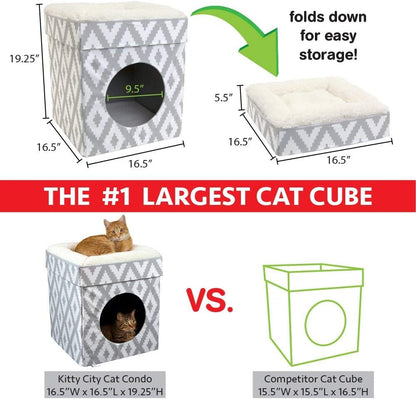 Large Cat Bed, Stackable Cat Cube, Indoor Cat House/Cat Condo, Cat Scratcher